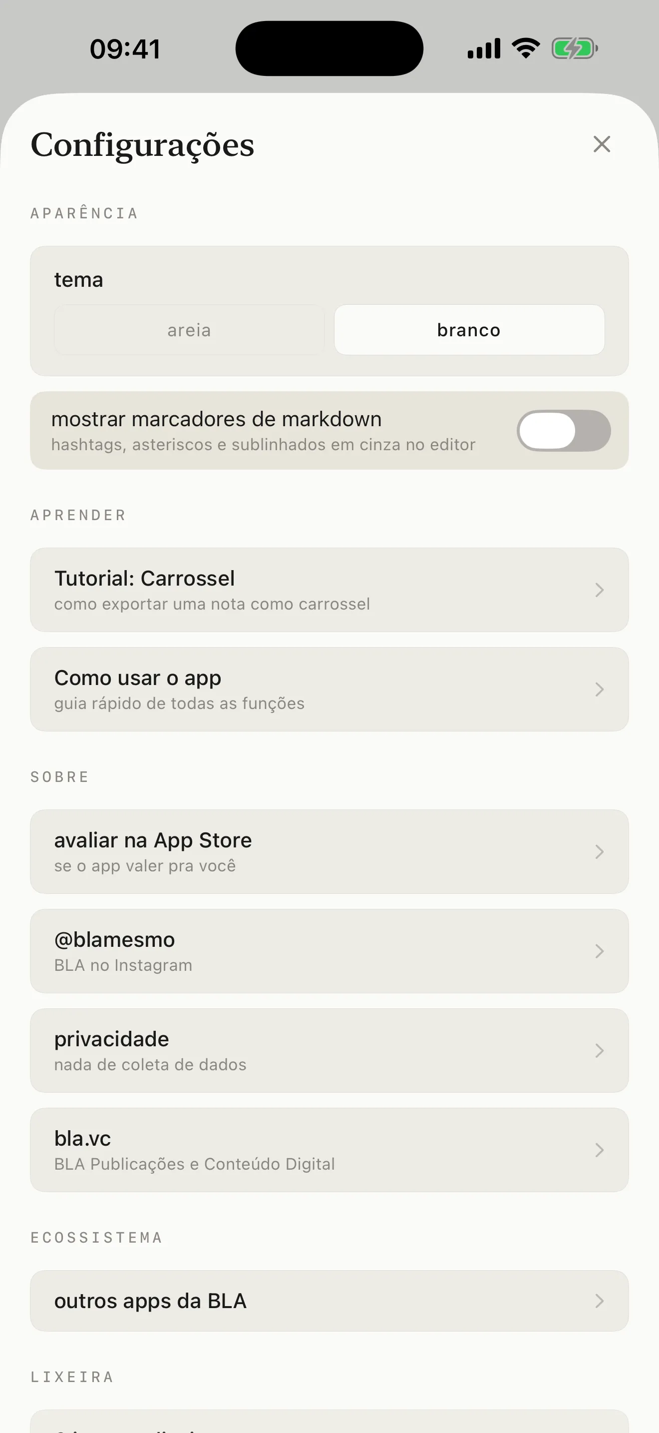 Notas BLA no iPhone, captura de tela 5 de 5